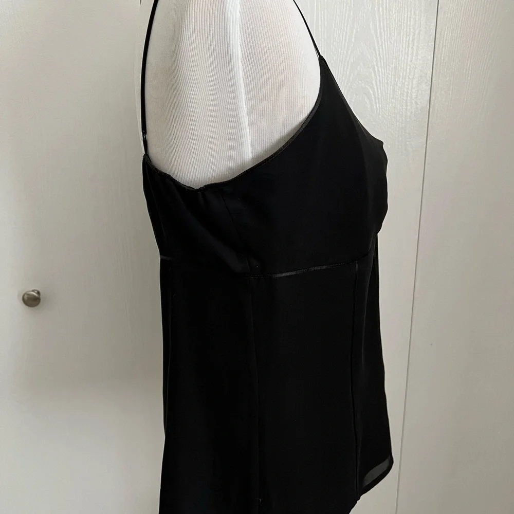 Express Design Studio Silk Chiffon Camisole Top Sz L Black Lined Side Zip - Picture 6 of 9